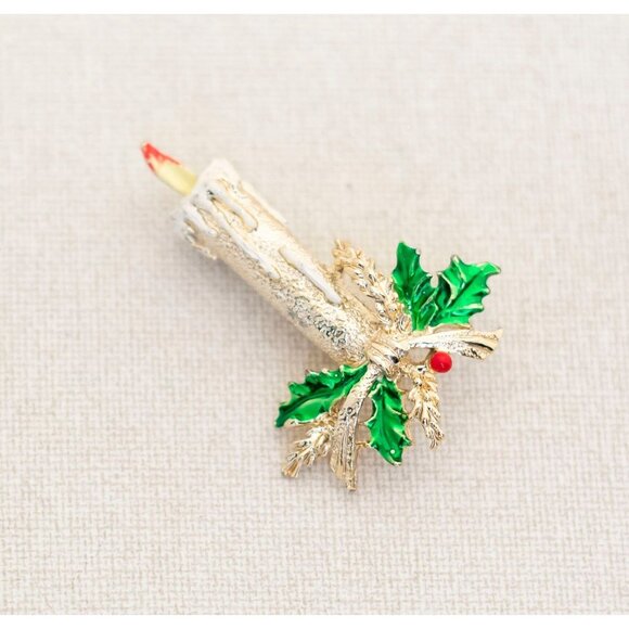 Vintage Decorated Candle Brooch - A12 - Picture 1 of 2